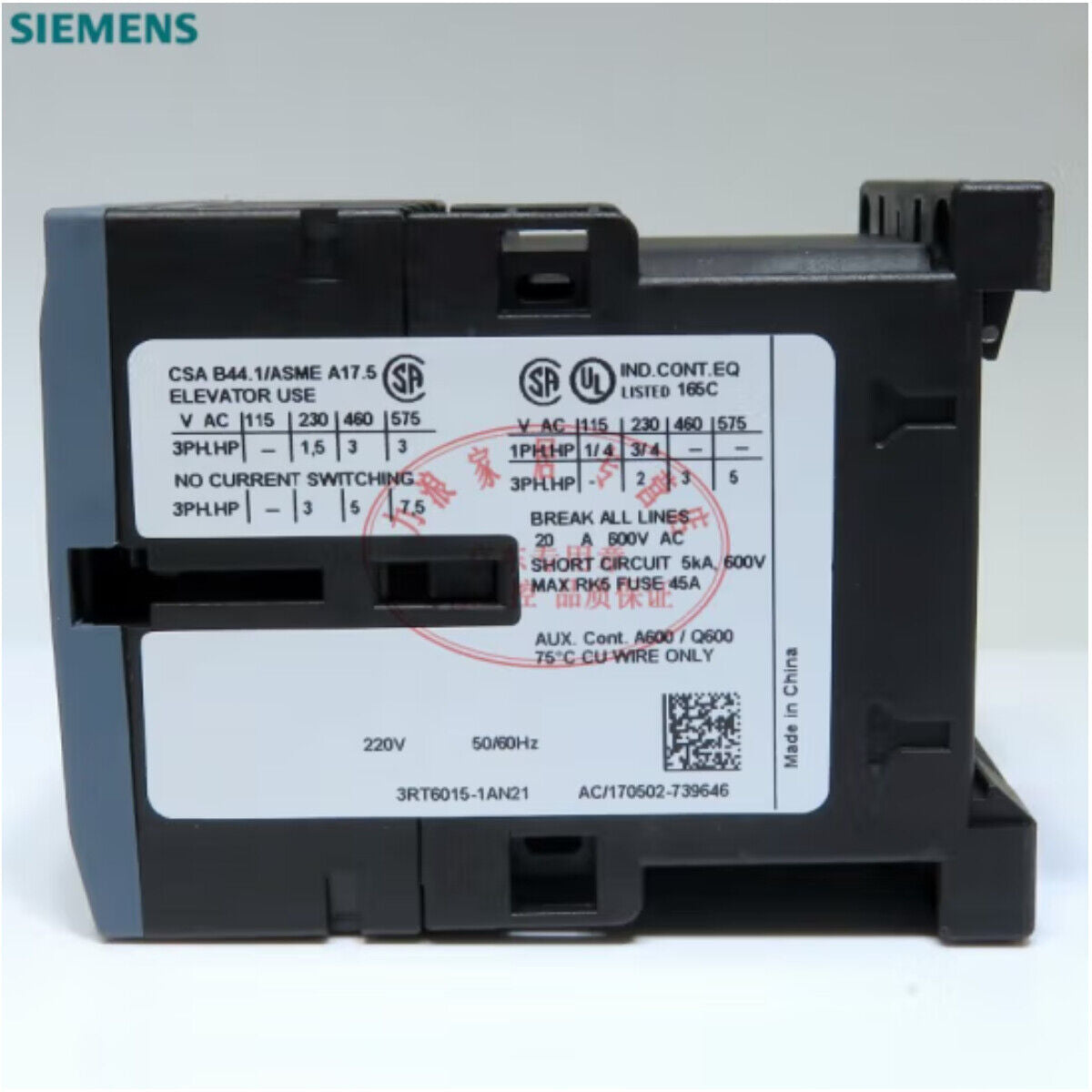 new SIEMENS AC Contactor SIRIUS Series 3RT6015 7A 3RT6015-1AN21 220V