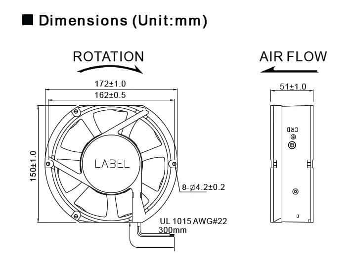 new DC FAN 17250 12V 0.20A 25W 17CM inverter cooling fan
