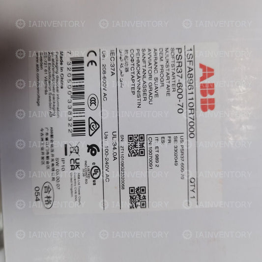 1 Piece ABB PSR37-600-70 Fast Performance Industrial Motor Controller - ABB