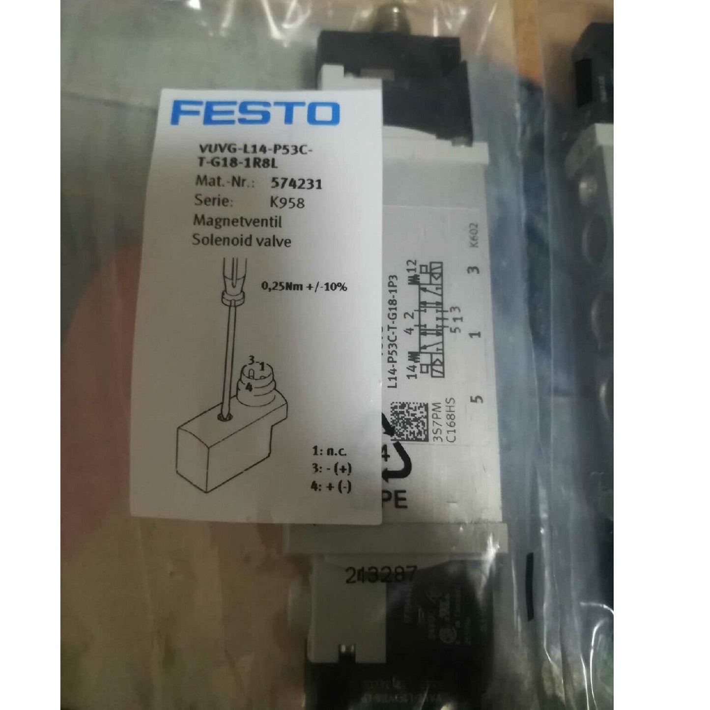 FESTO VUVG-L14-P53C-T-G18-1R8L solenoid valve - FESTO