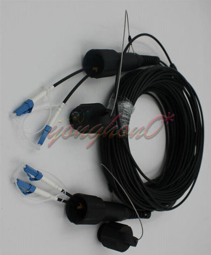 used 150M LC-LC UPC SM Duplex Armored Field TPU Optical Patch Cord Waterproof Head - KOEED
