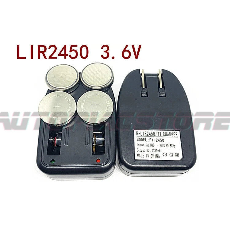4pcs LIR2450/77 3.6V Button Battery Replace CR2450 2477 2430 + FY-2450 Charger