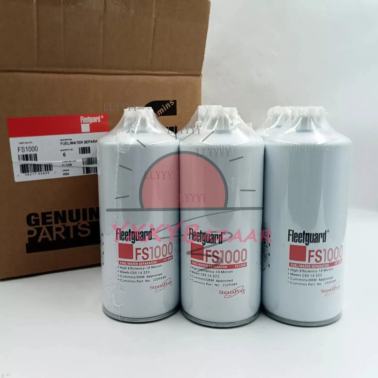 6 PCS FS1000 Fleetguard Fuel Water Separator Spin-On For Cummins 3329289