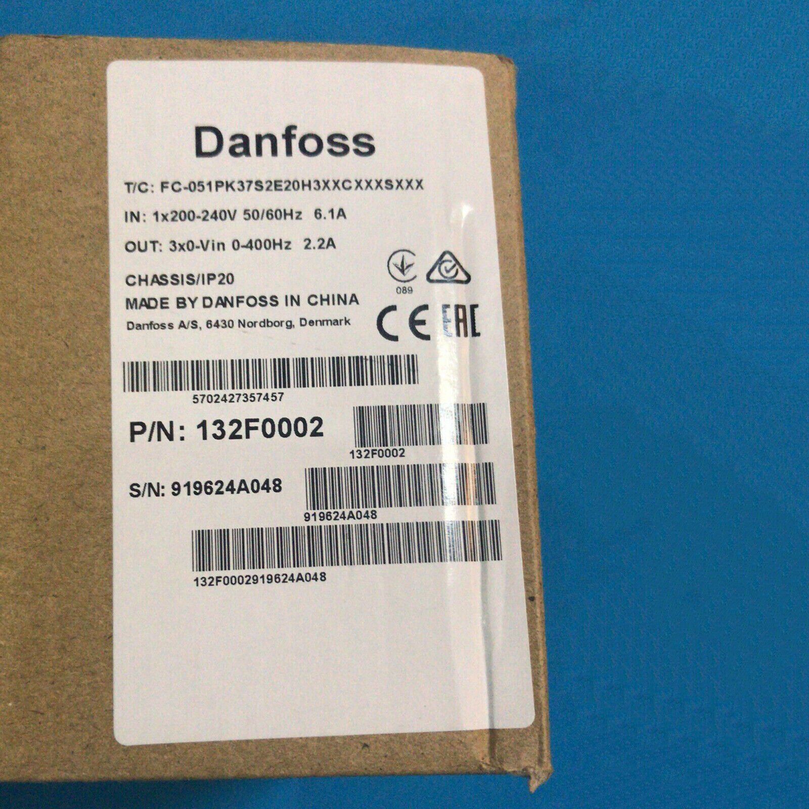 new For Danfoss 132F0002 FC-051PK37S2E20H3XXCXXXSXXX 220v 0.37kw Danfoss