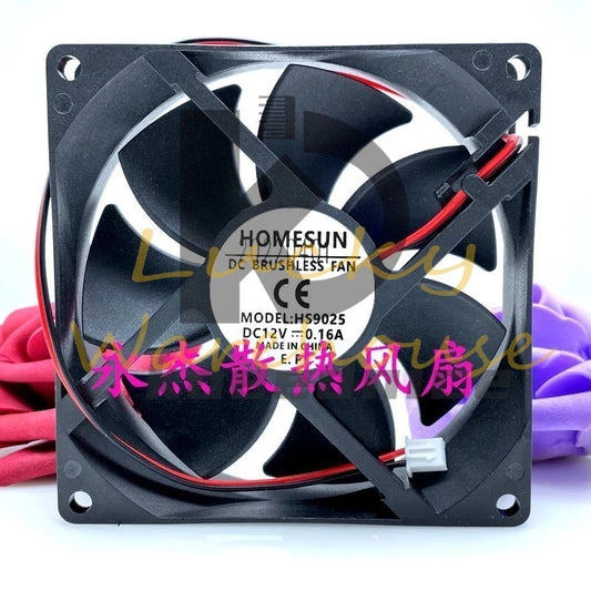 HOMESUN HS9025 DC12V 0.16A 9CM 2-Pin Mute Cooling Fan