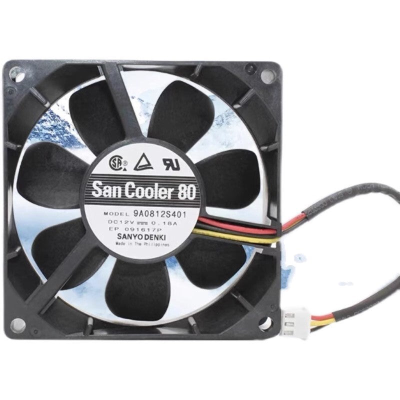 SANYO 9A0812S401 8025 DC12V 0.18A 8CM 3-pin case power supply cooling fan