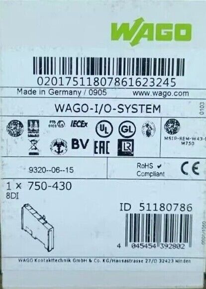 New In Box WAGO 750-430 8-Channel Digital Input PLC Module 750 430 | High-Performance Industrial Automation Solution - WAGO