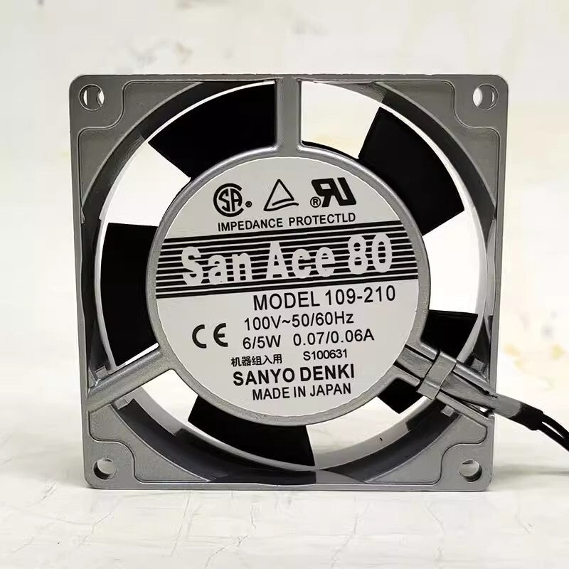 Sanyo 109-210 100V 0.07A/0.06A 6/5W 8025 8CM Metal Frame Cooling Fan