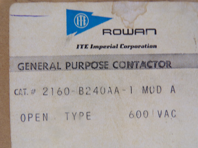 ROWAN 2160-B240AA CONTACTOR - ROWAN