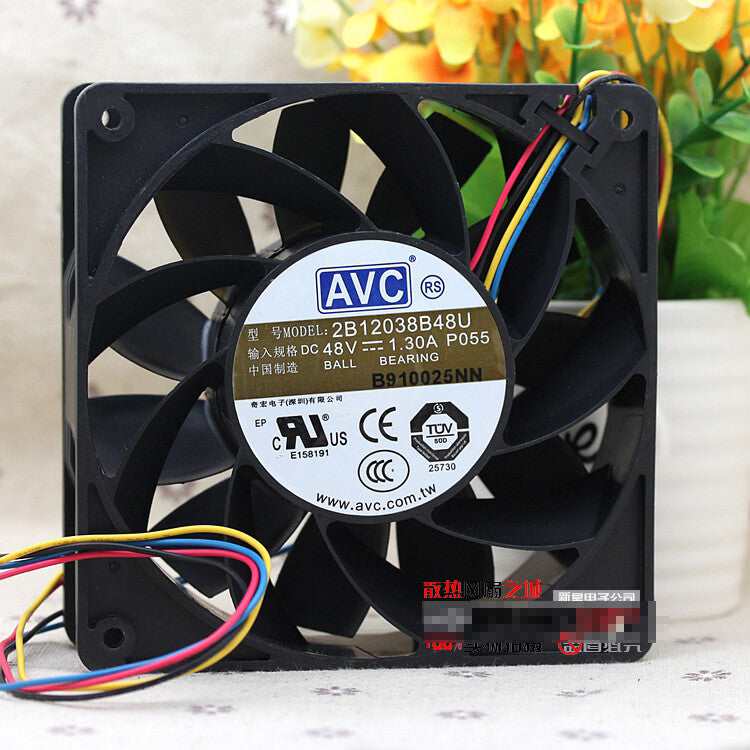 1pcs AVC 2B12038B48U P055 48V 1.3A 12cm 12038 four-wire PWM speed cooling fan