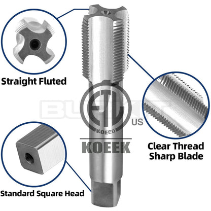 2"-12 UN Thread Tap Right Hand, HSS 2" x 12 UN Straight Fluted Tap