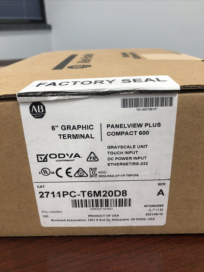 NEW Original New in Box 6-inch 2711PC-T6M20D8 Graphic Terminal Touch Panel with 2K Resolution and 18:9 Aspect Ratio - ORIGINAL