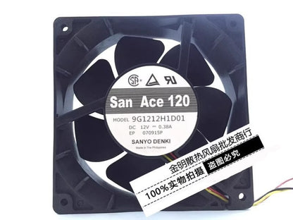 Sanyo 9G1212H1D01 12038 DC12V 0.38A 12CM 3-Wire Cooling Fan