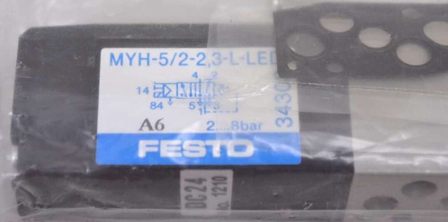 FESTO Solenoid Valve MYH-5/2-2,3-L-LED 34303 - 2-way solenoid valve with LED indicator and 1/2 inch port - FESTO