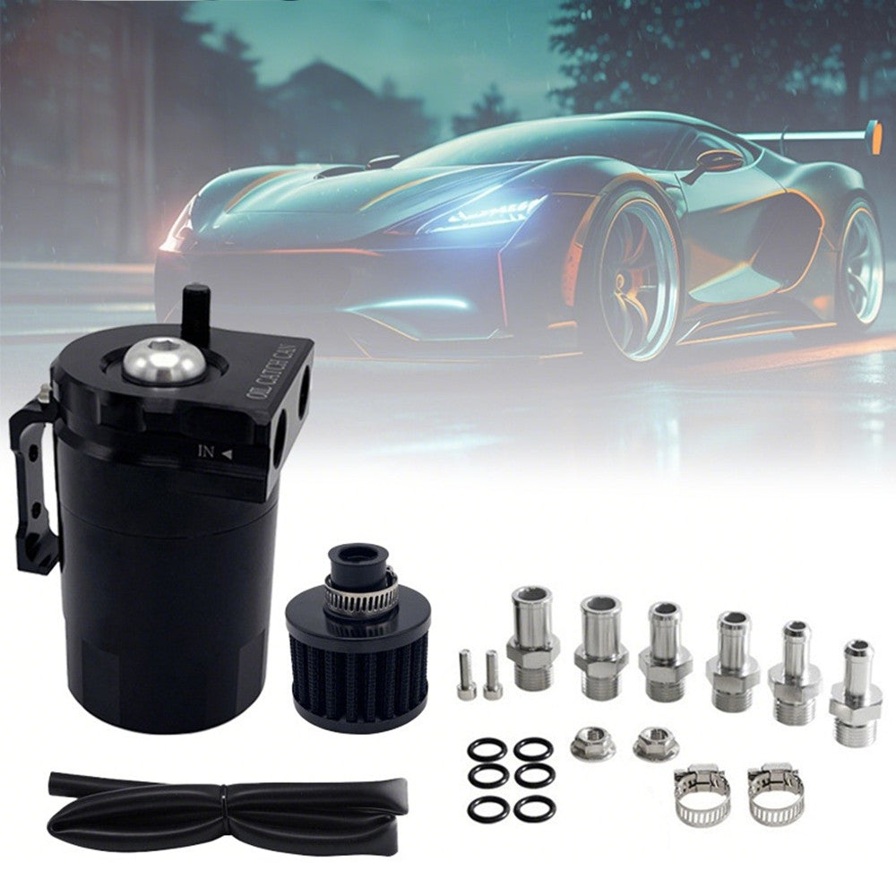 Universal Oil Catch Can Kit Reservoir Baffled Tank with Breather Filter Aluminum