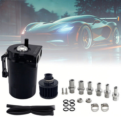 Universal Oil Catch Can Kit Reservoir Baffled Tank with Breather Filter Aluminum