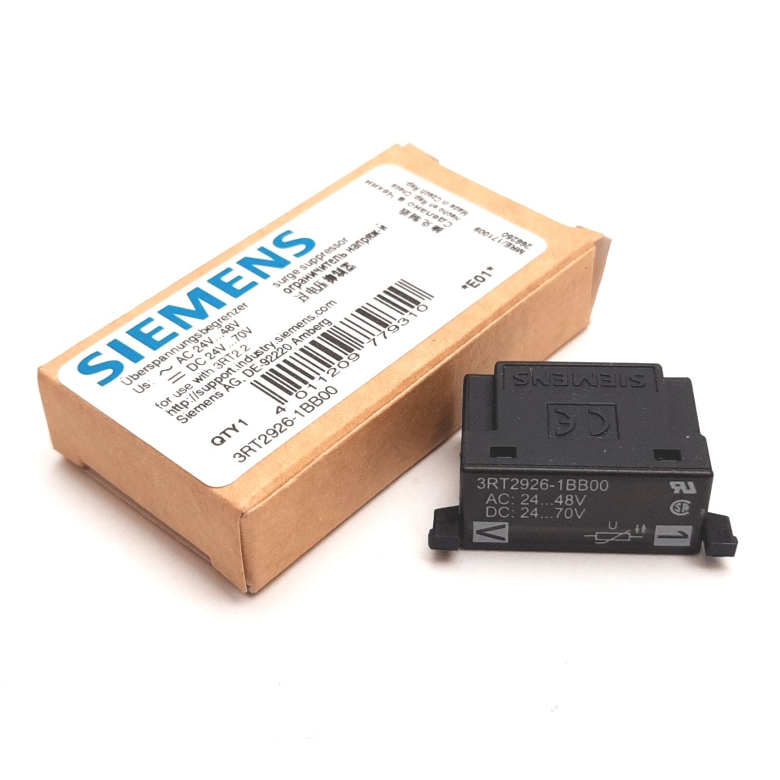 new Siemens 3RT2926-1BB00 Surge Suppressor, For 3RT2.2, Rating: 24-48VAC 24-70VDC