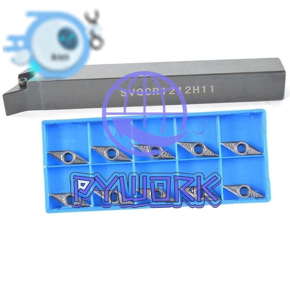 SVQCR1212H11 12mm CNC Carbide Turning Tool Holder + 10Pcs VCGT110304-AK Inserts