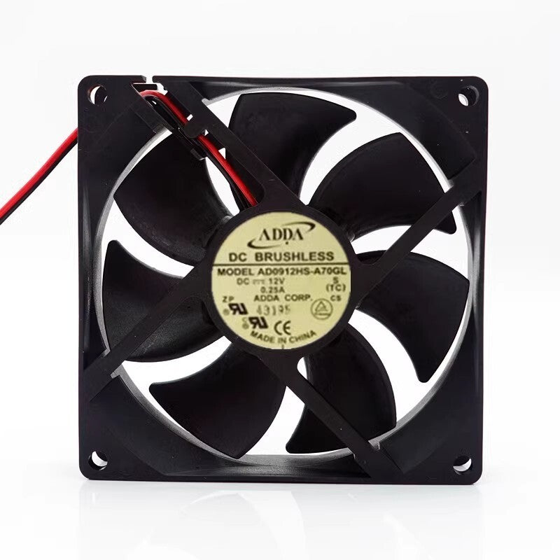 ADDA AD0912HS-A70GL 9025 DC12V 0.25A 9CM 2-Wire Silent Cooling Fan