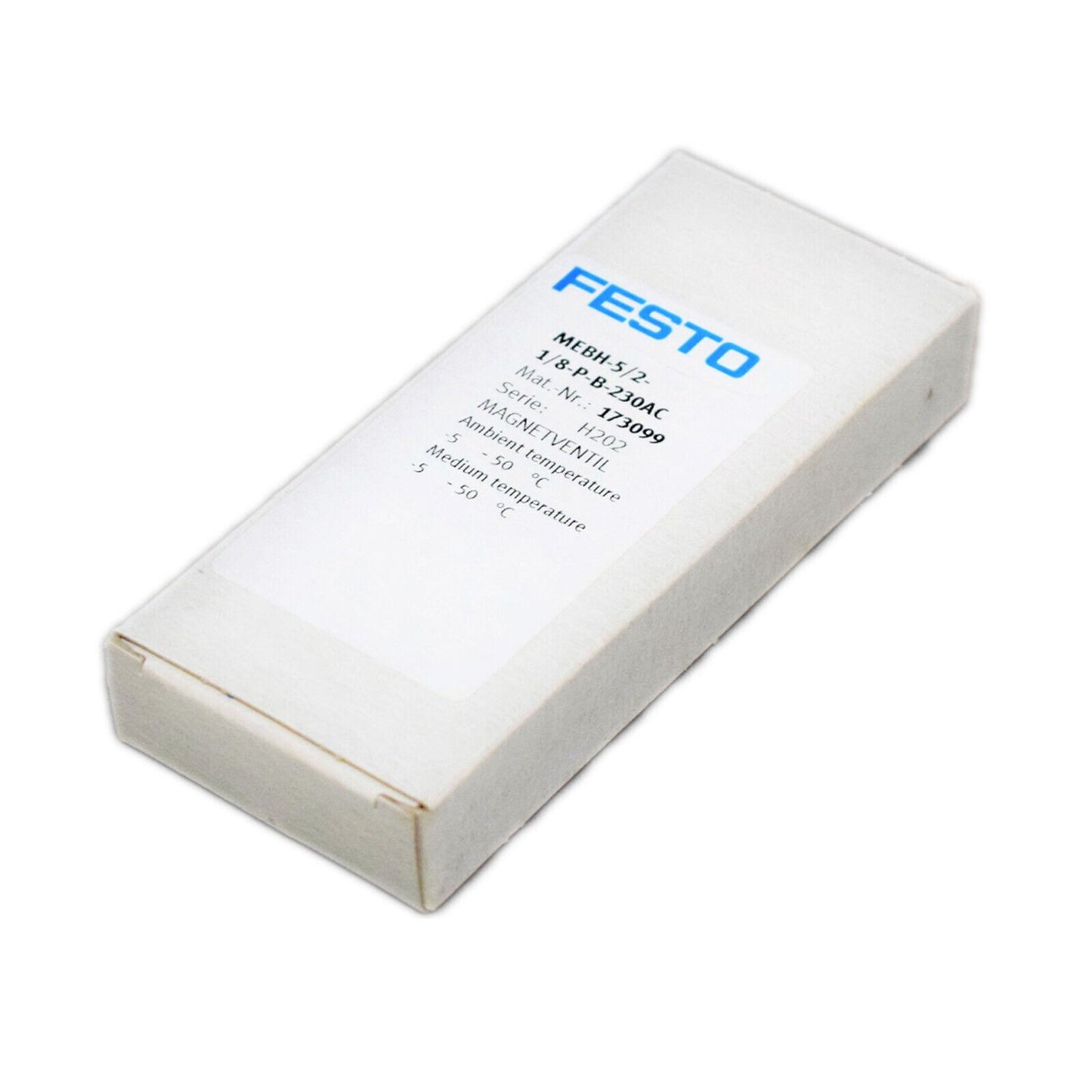 FESTO MEBH-5/2-1/8-P-B-230AC 173099 Solenoid Valve Simplified Design 230AC 173099 Model FESTO MEBH-5/2-1/8-P-B-230AC 173099 - FESTO