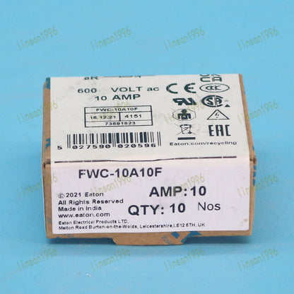 10-Piece 10Amp Fuses, Bussmann FWC-10A10F, 600VAC, 38mm, Fast Acting Fuses - BUSSMANN