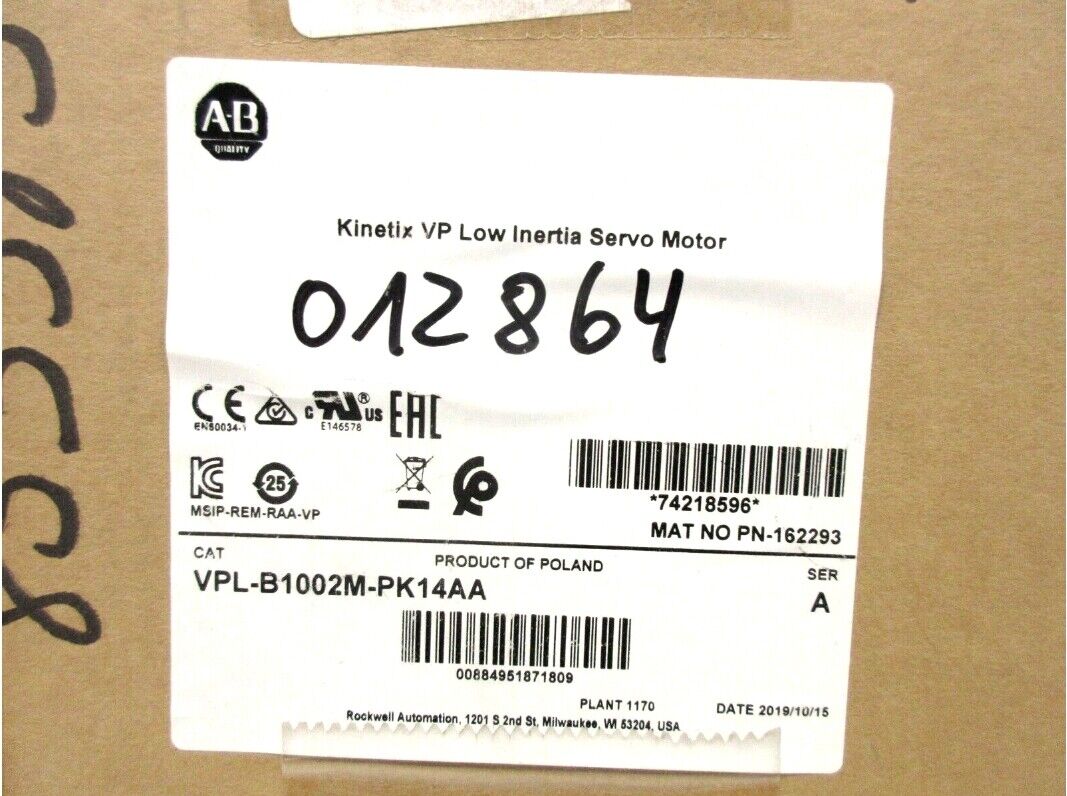 Allen Bradley VPL-B1002M PK14AA Kinetix Low Inertia Servo Motor - ALLEN BRADLEY