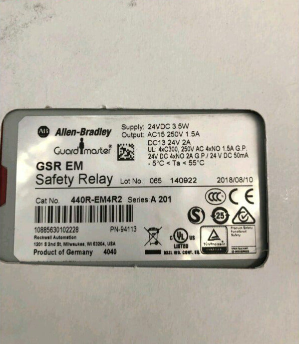Allen Bradley 440R-EM4R2 Safety Relay GuardMaster Input Module 24VDC 5W - ALLEN BRADLEY