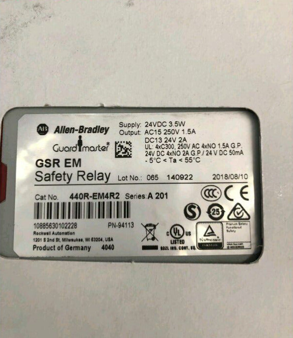 US Allen Bradley 440R-EM4R2 SER A Safety Relay GuardMaster Input 24VDC 5W