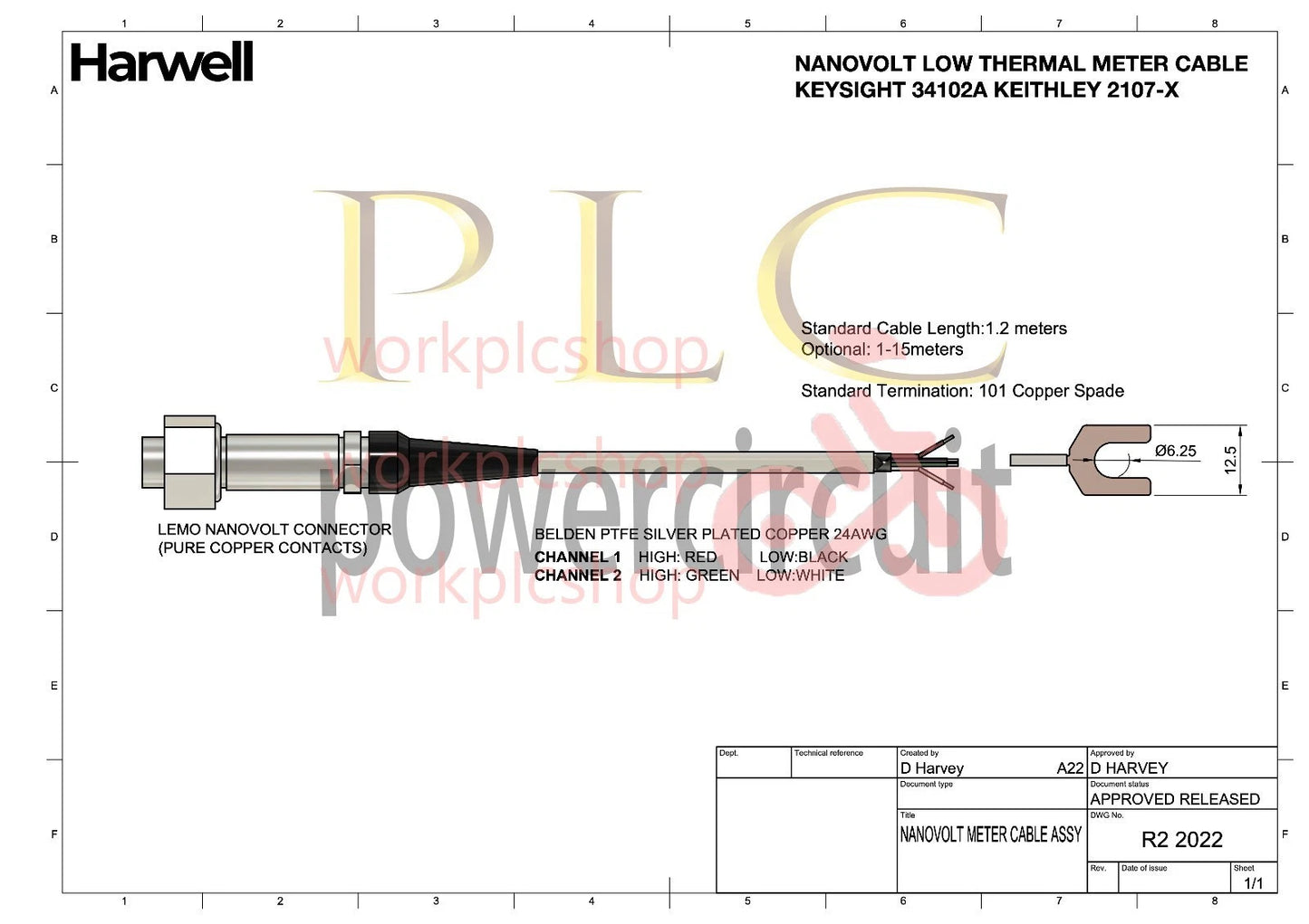 Keysight Agilent Keithley NanoVolt Meter Cable Low EMF 34102a 2107 34420A 2182A