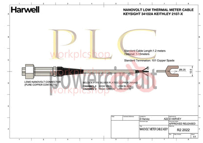 Keysight Agilent Keithley NanoVolt Meter Cable Low EMF 34102a 2107 34420A 2182A