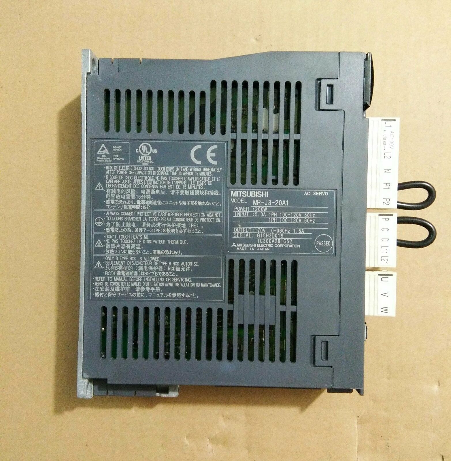 used ONE Mitsubishi AC SERVO DRIVER MRJ320A1 Fully Tested - MITSUBISHI