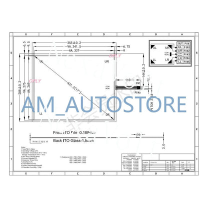 17" Resistive touch screen panel glass 4:3 Thick for industry 5 Wire 355*288 MM