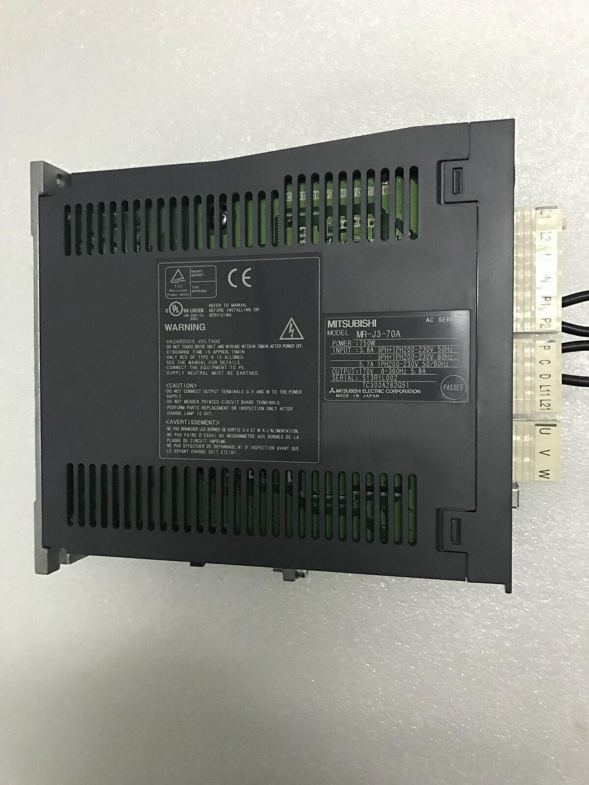 used ONE Mitsubishi servo drive MR-J3-70A 750W tested in good condition - MITSUBISHI