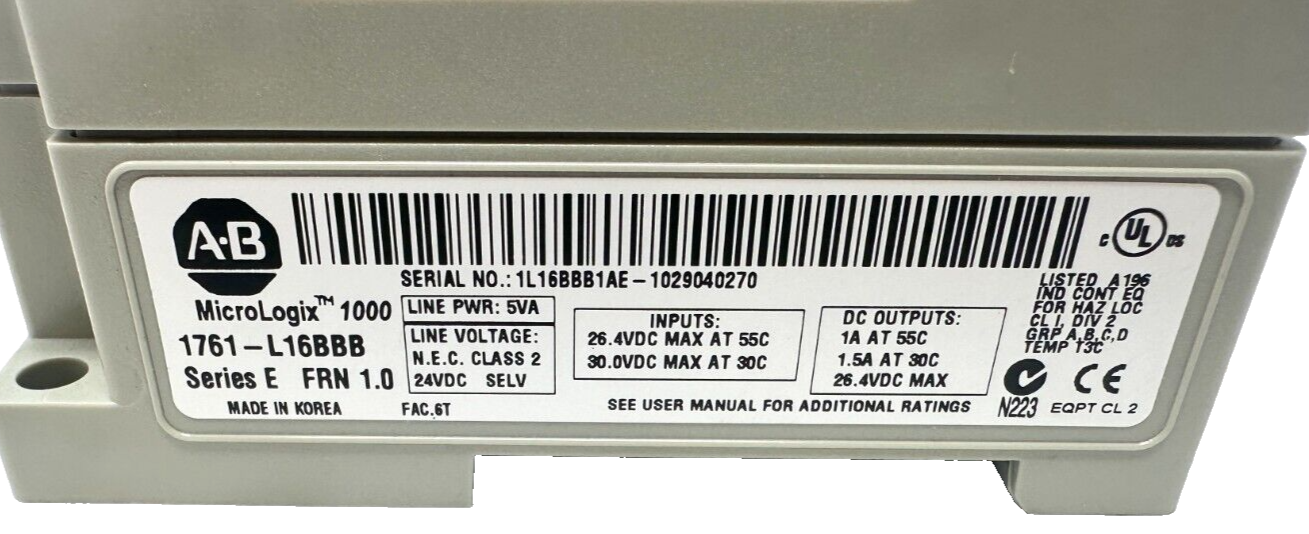 used Allen Bradley 1761-L16BBB Micrologix 1000 Controller - ALLEN BRADLEY