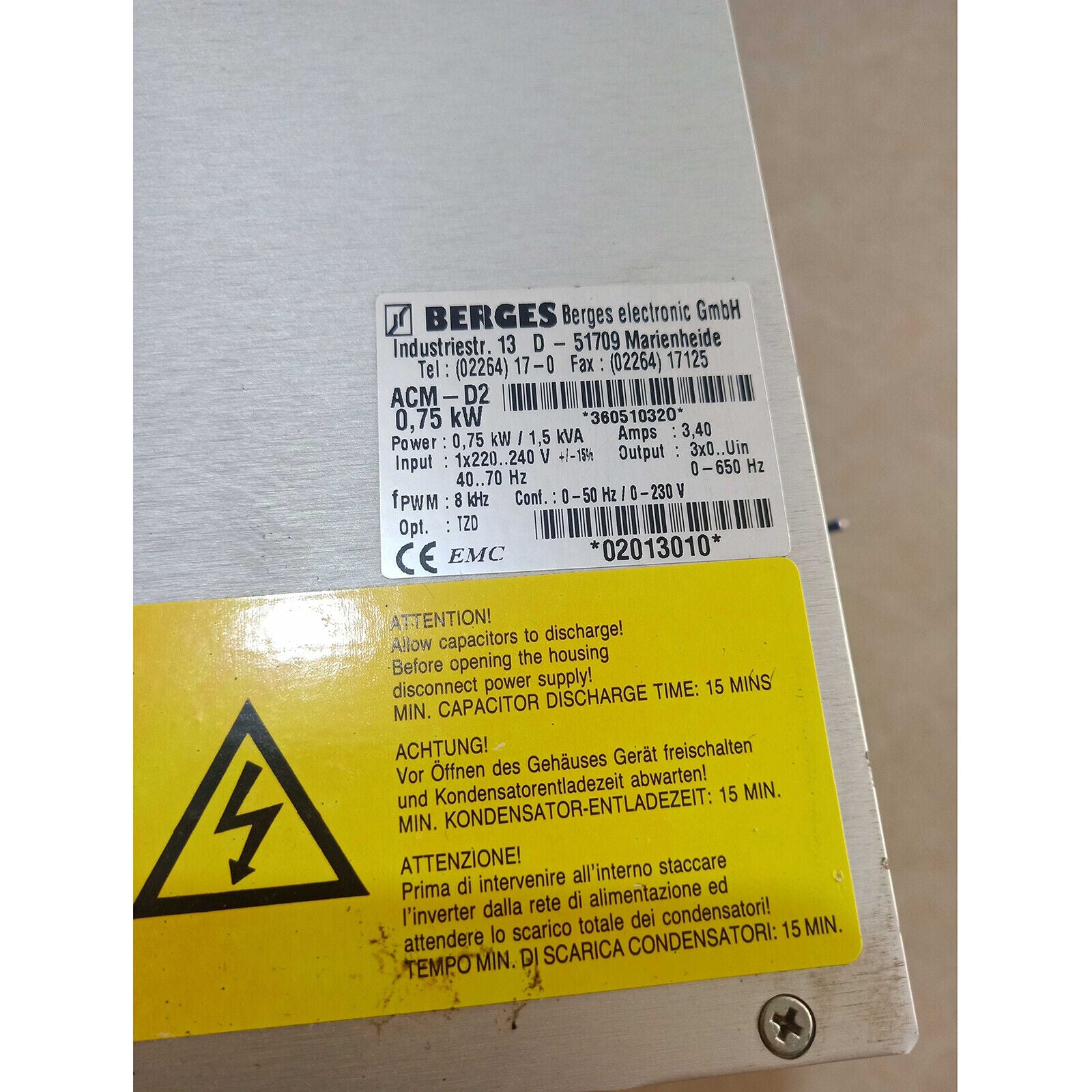 used 1PC BERGES Servo Drive ACM-D2 0.75KW - BERGES