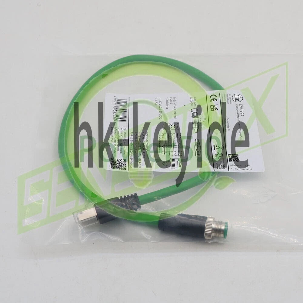IFM EFECTOR EVC924 Ethernet connection cable CAT5 M12 RJ45 0.5 Meter~