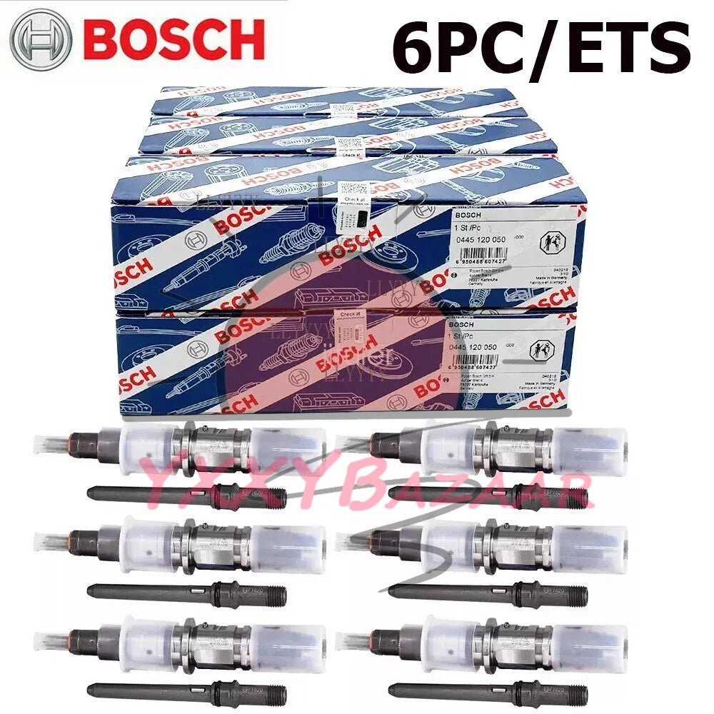 6X Diesel Fuel Injector W/Tubes 0445120050 For Bosch Dodge Ram 2500/3500 6.7L