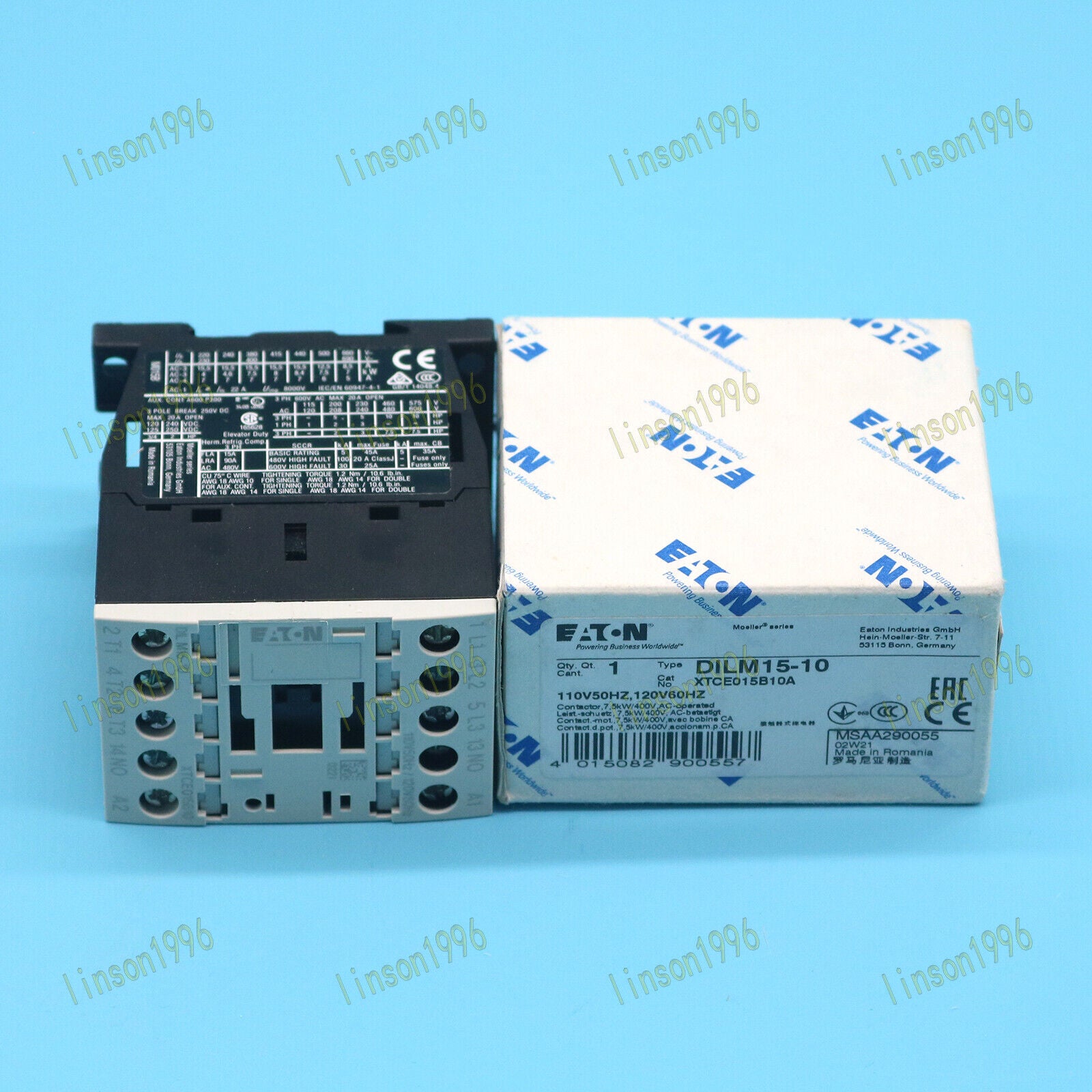 Eaton Moeller AC Contactor DILM15-10 SHIP EATON Moeller AC Contactors DILM15-10 industrial use arc suppression design reliable performance - EATON MOELLER