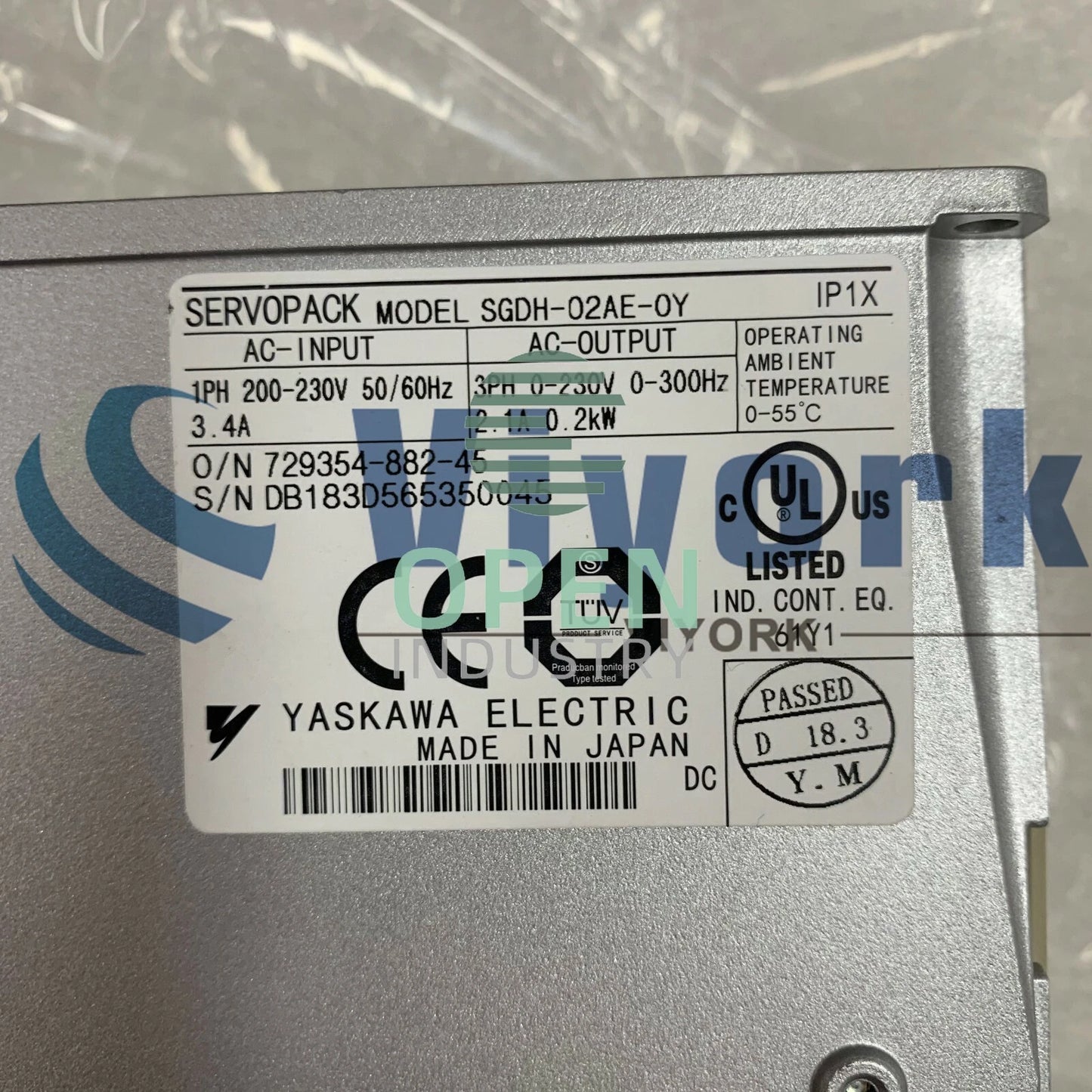 1PCS Yaskawa SGDH-02AE-OY SERVO DRIVE 3.4AMP 230V