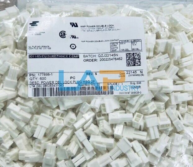 600 Pcs AMP Connector 177898-1 Rubber Housing 2P 3.96MM Spacing - KOEED