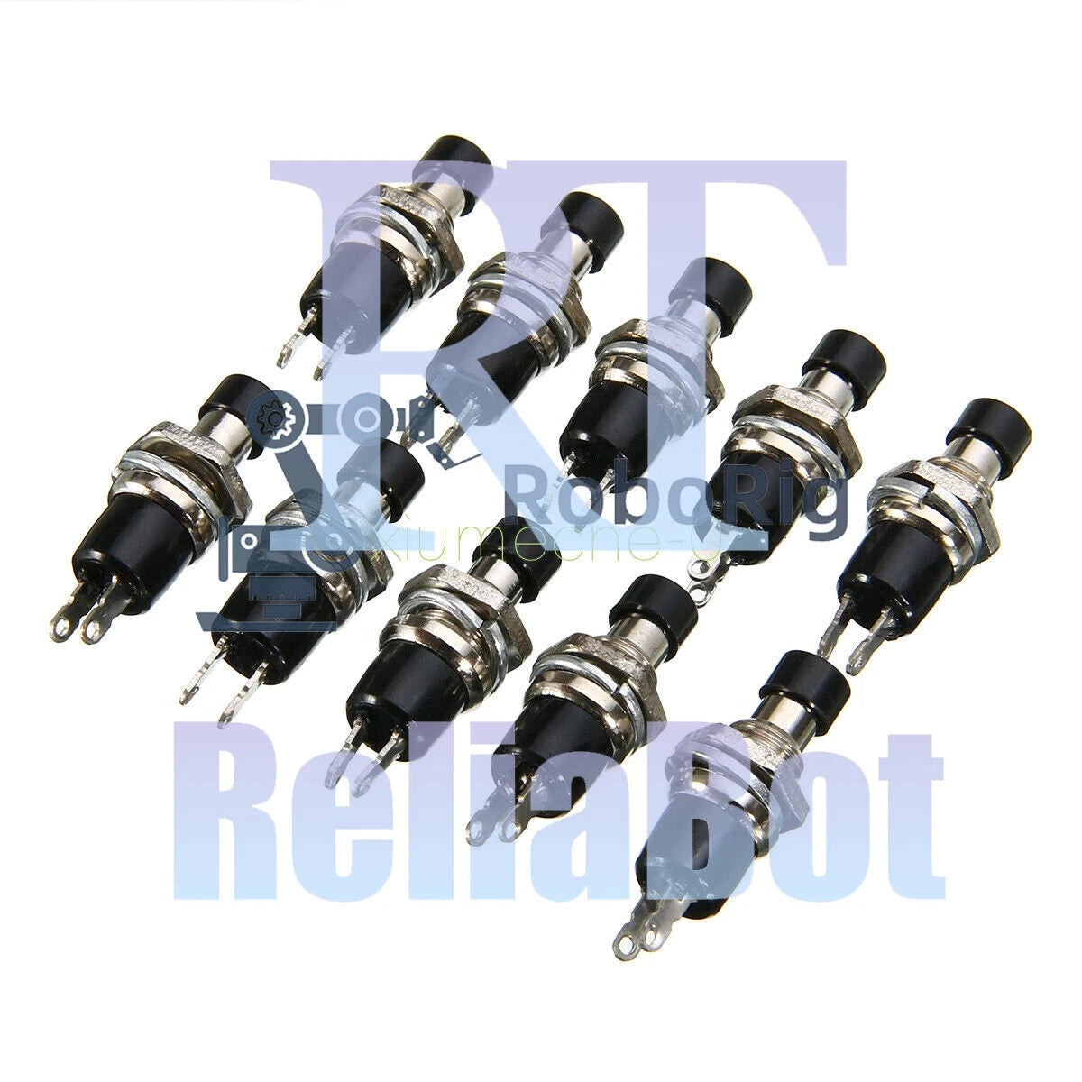 10PCS Black PBS-110 ON/OFF Push button Mini Lockless Momentary Switch