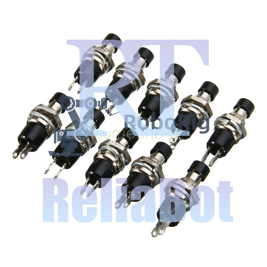10PCS Black PBS-110 ON/OFF Push button Mini Lockless Momentary Switch