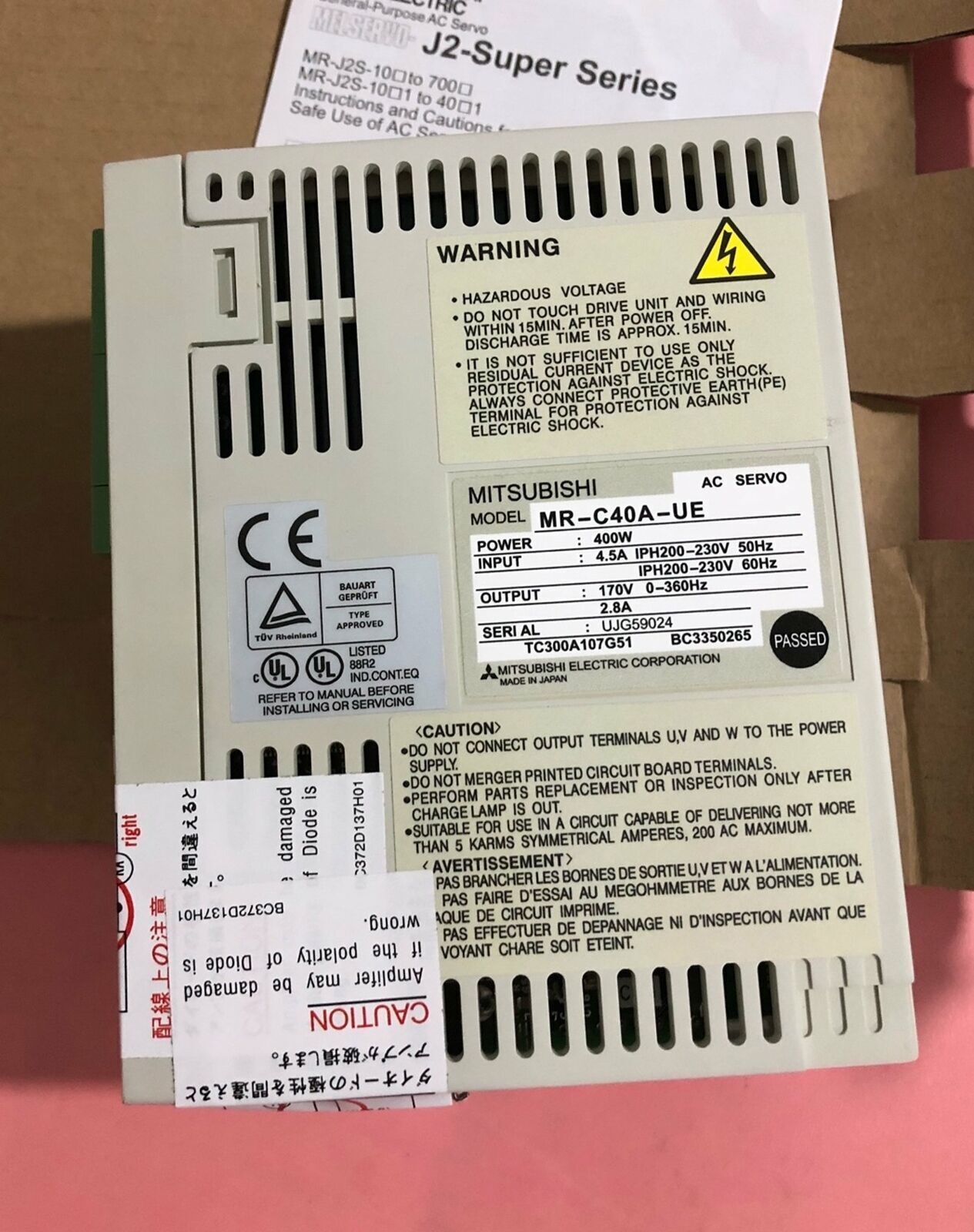Used Mitsubishi MR-C40A-UE 400W Servo Drive, Tested Good - MITSUBISHI