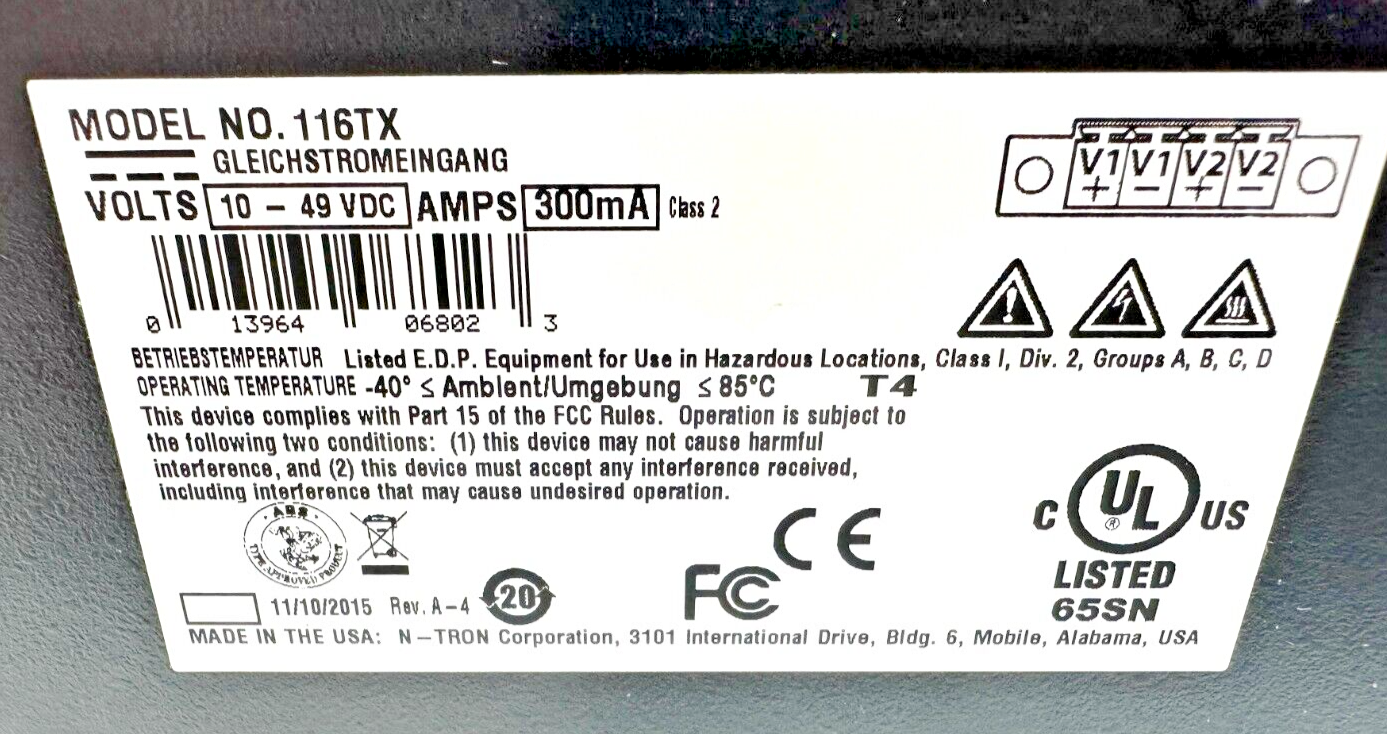 used N-Tron 116TX Ethernet Switch - N-TRON