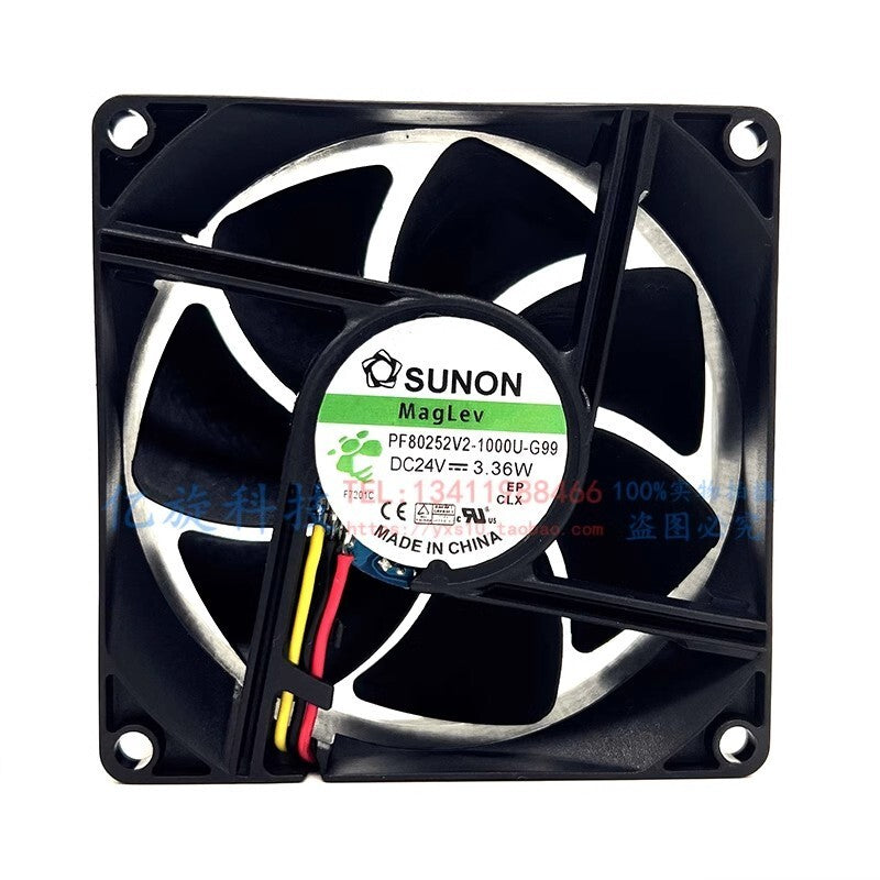 SUNON PF80252V2-1000U-G99 DC24V 3.36W 8CM 3-Wire Cooling Fan