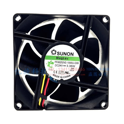 SUNON PF80252V2-1000U-G99 DC24V 3.36W 8CM 3-Wire Cooling Fan
