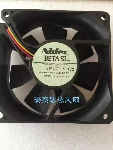NIDEC D08T-24PH 04B 8025 DC24V 0.07A 8CM 3-Wire Silent Cooling Fan