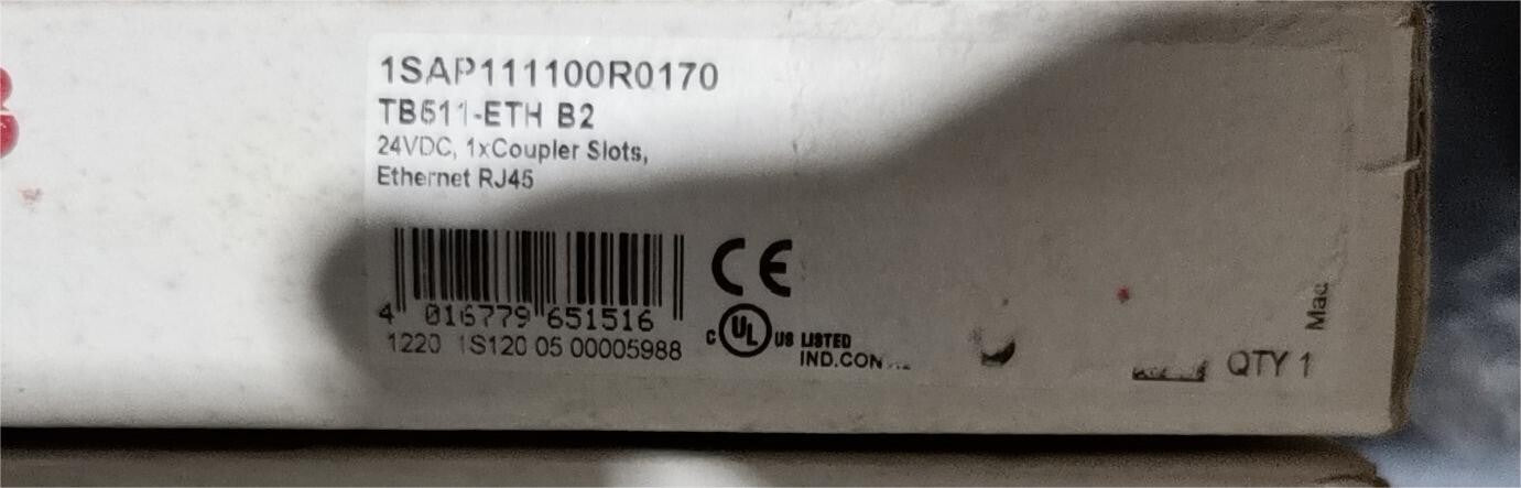 ABB TB511-ETH 1SAP111100R0170 CPU TERMINAL BASE .24VDC 1X COUPLER SLOTS