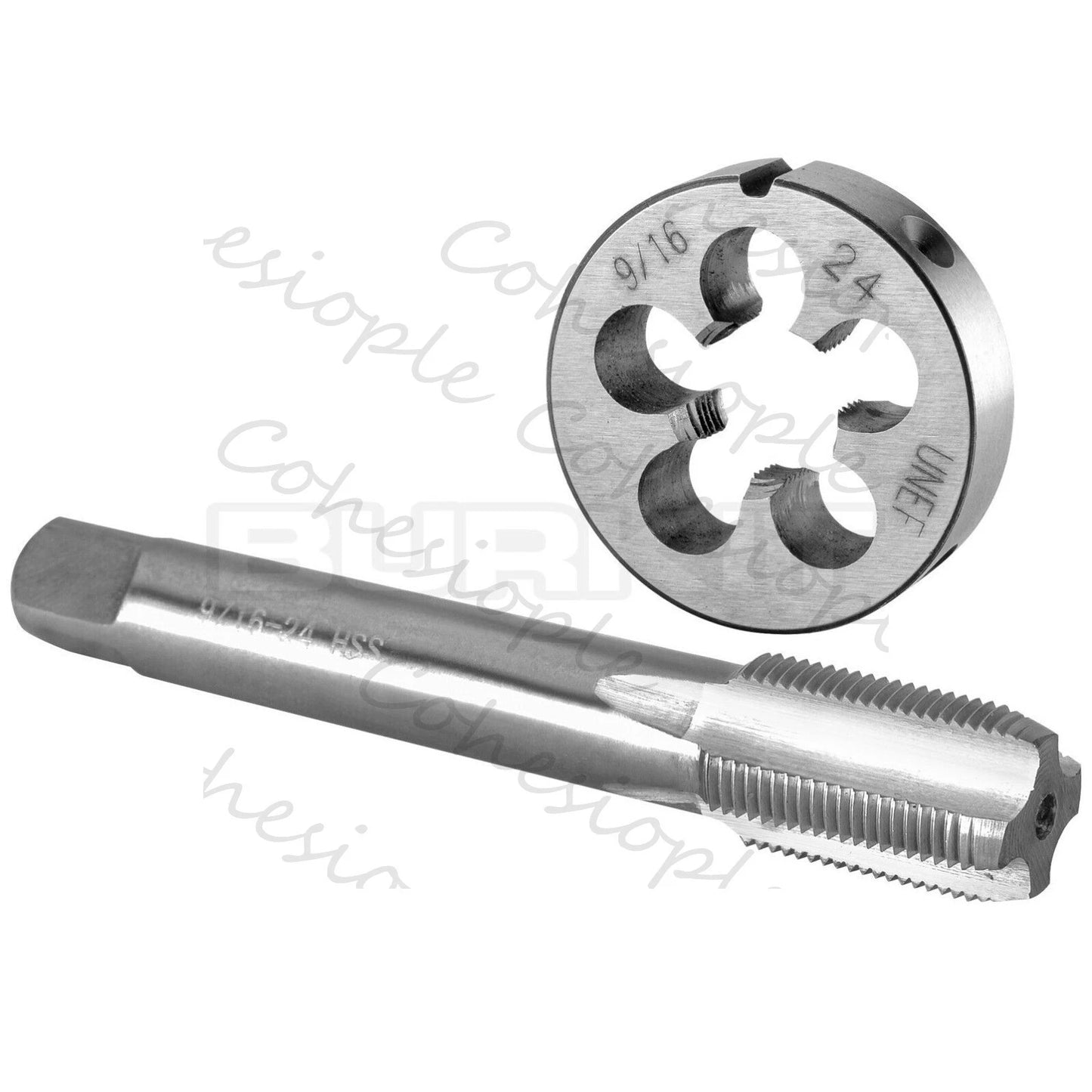 9/16"-24 UNEF Tap and Die Set Right Hand,9/16 x 24 UNEF Thread Tap and Round Die