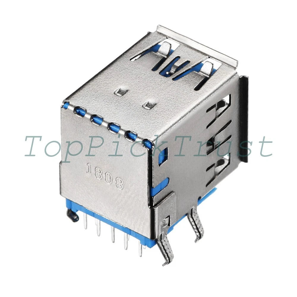 15Pcs Dual Port Female Jack 90 Degree PCB USB Connector 3.0 Type-A